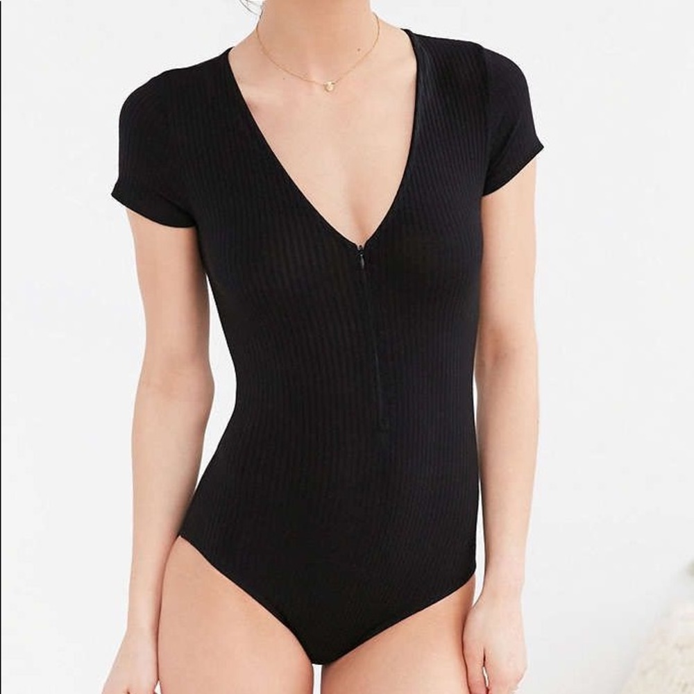 Black Ribbed Bodysuit